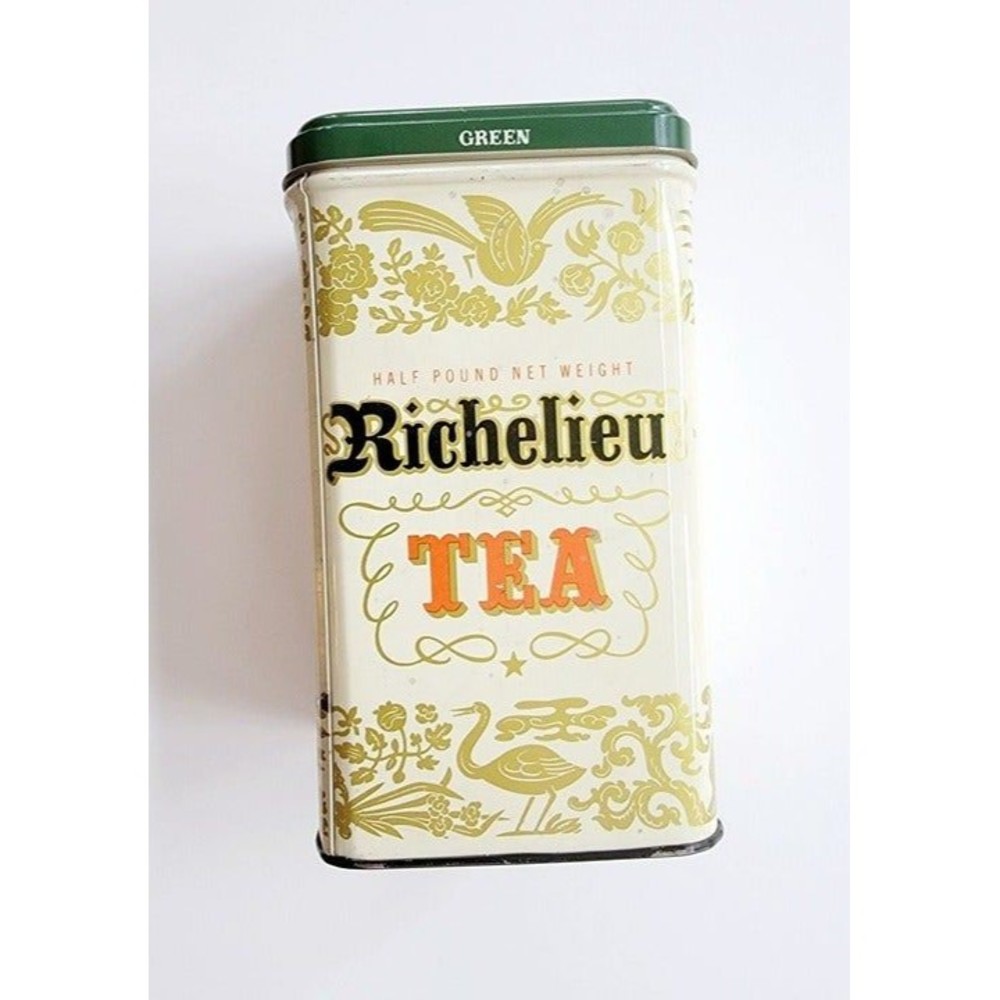 Vintage Advertising Metal Tin Original Lid RICHELIEU TEA Collectible Home Decor